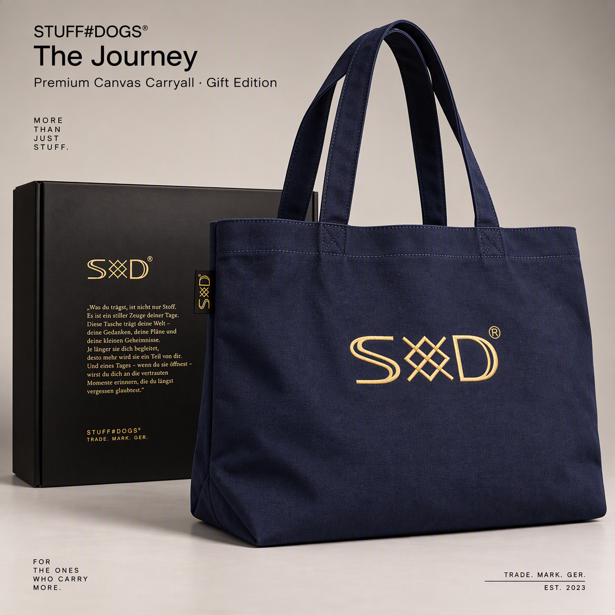 STUFF#DOGS® The Journey Premium Canvas Carryall · Gift Edition